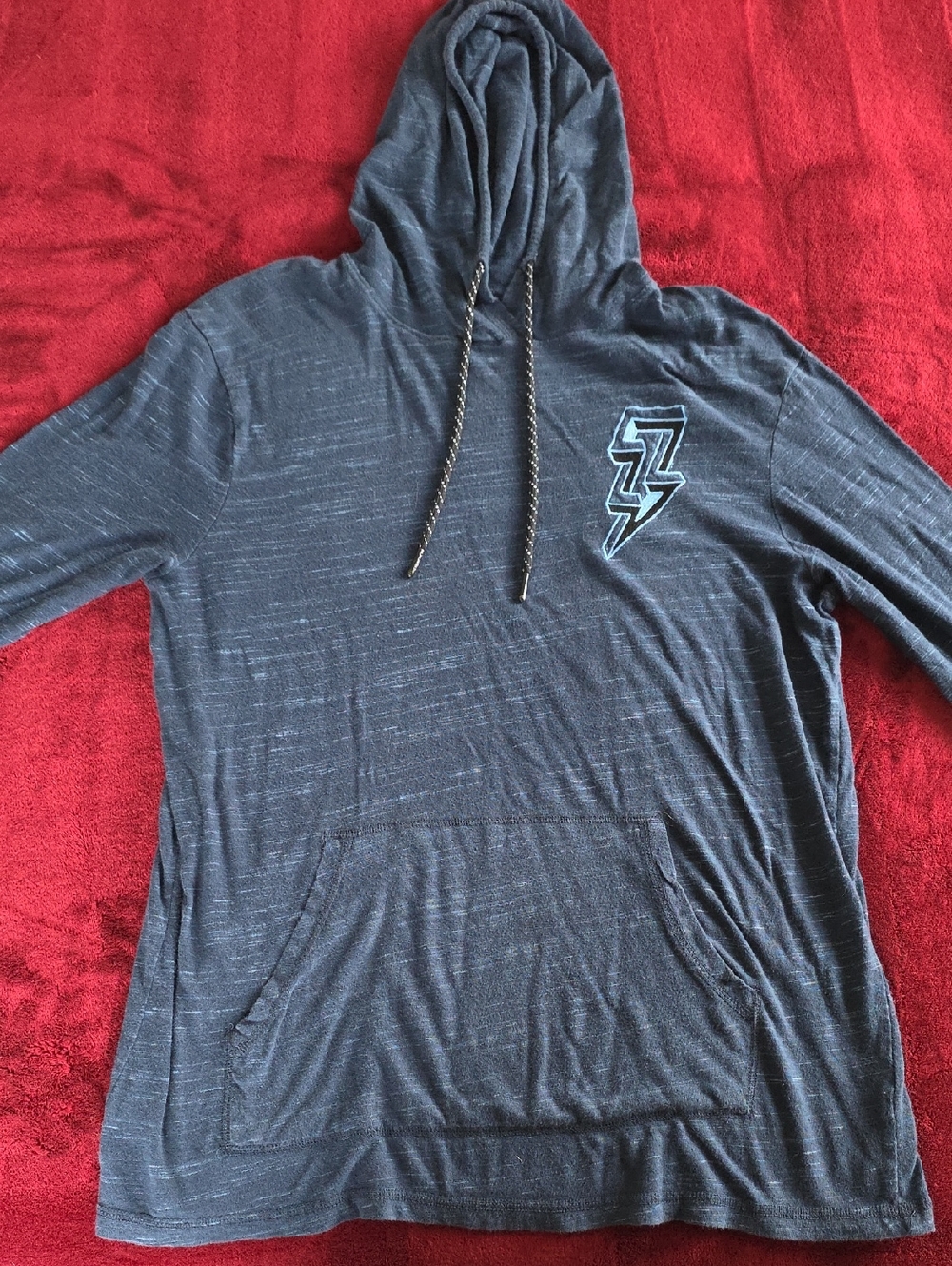 urban pipeline Dark Blue Hooded Pullover with Lightning Patch
